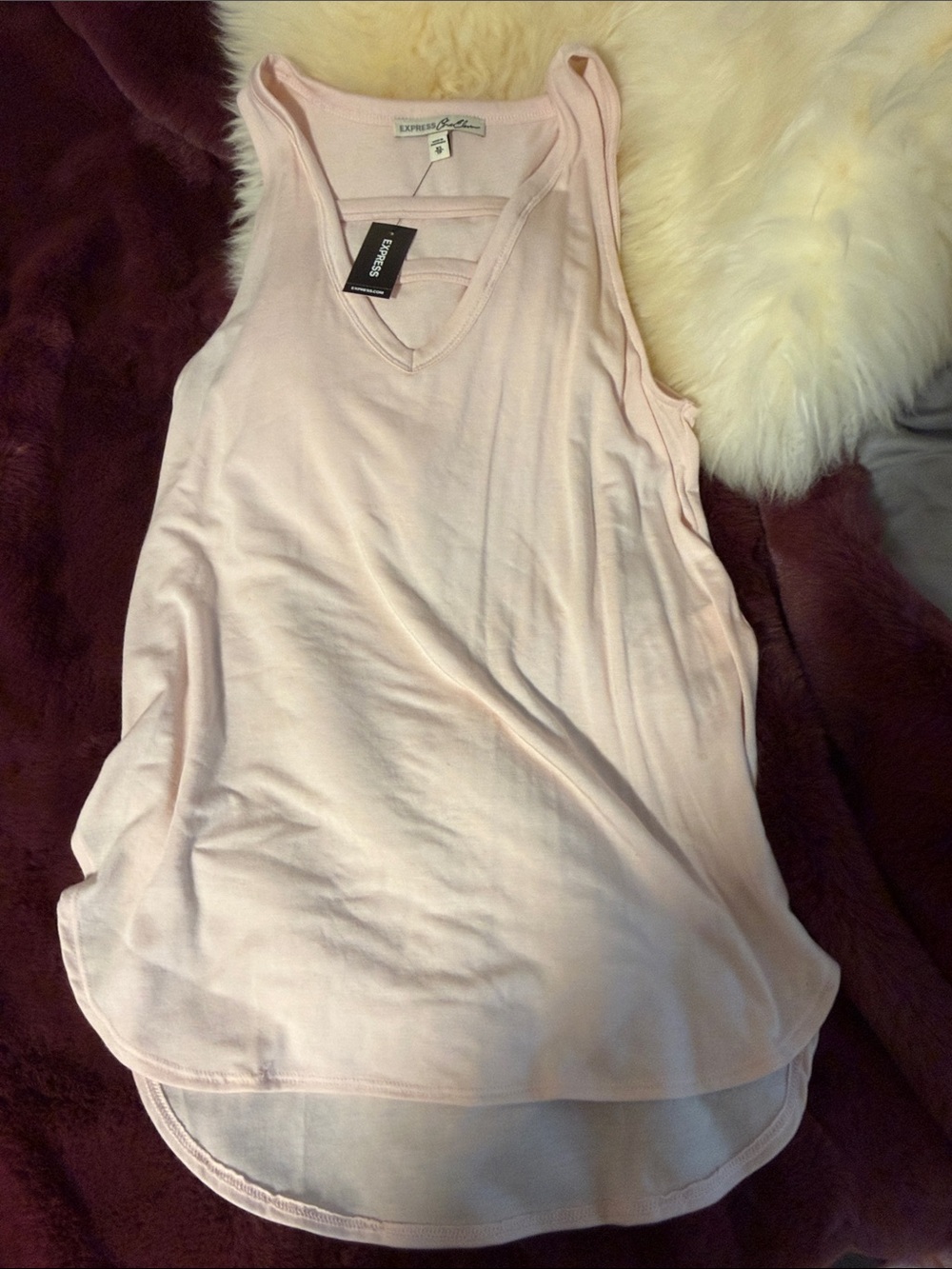 Express Pale Pink V-Neck Strappy Tank Top
